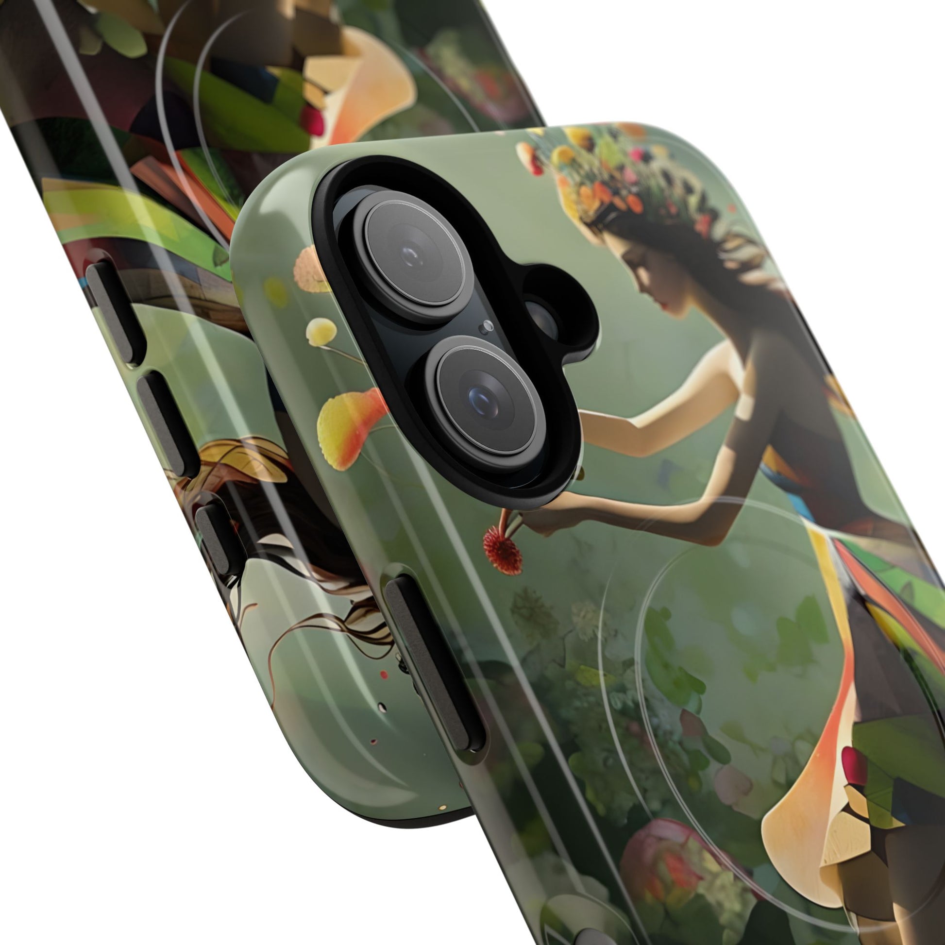 Dancing Wildflower Muse iPhone 16 - Artistic Floral Fantasy Cover - MagSafe Compatible - Whimsical Nature-Inspired Protective Accessory