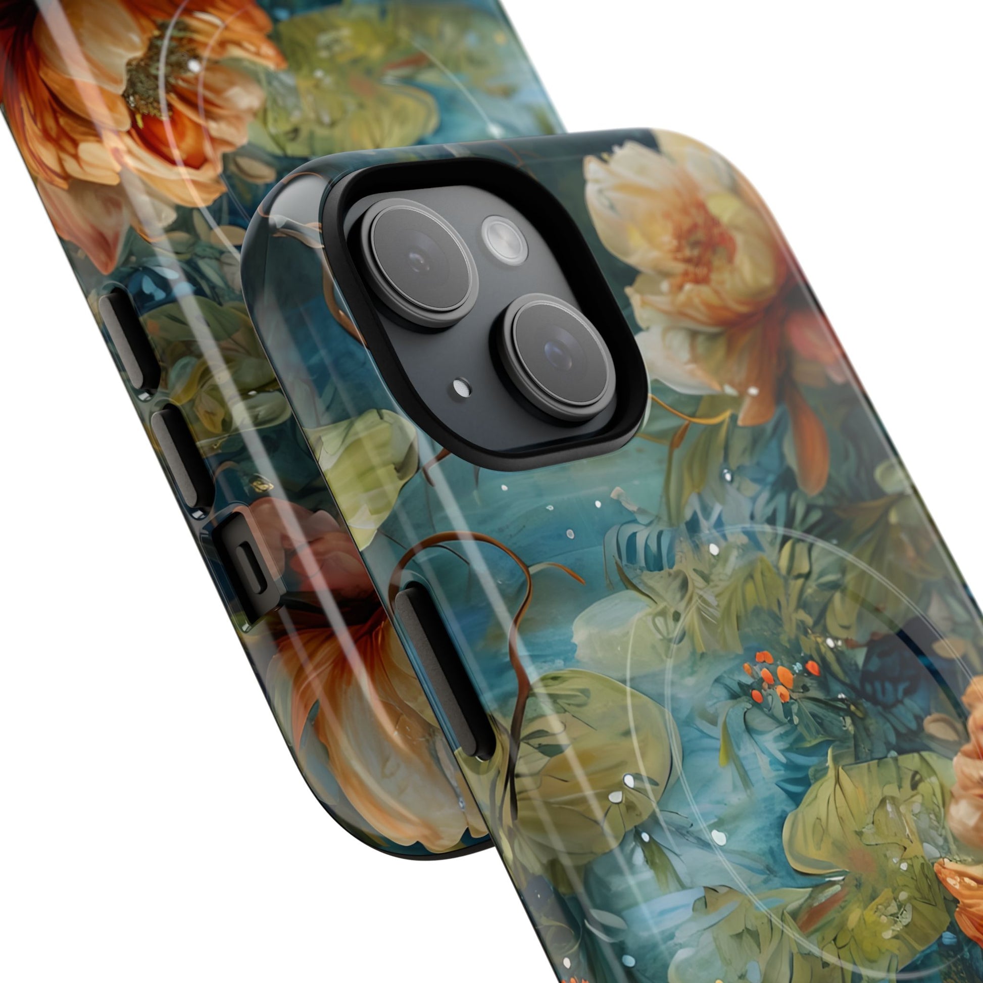 Waterlily Nocturne iPhone 15 Case - Artistic Tough Cover - MagSafe Compatible - Premium Drop Protection