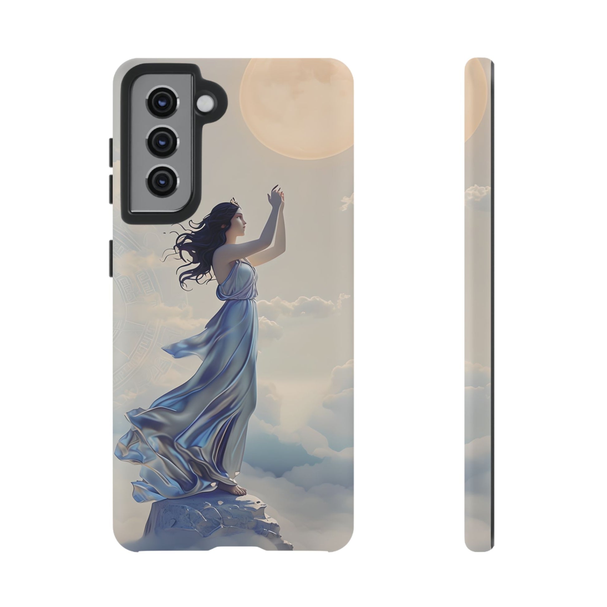 Moonlit Ascend - Ethereal Celestial Art Samsung Galaxy S21 Tough Phone Case - Dreamy Night Sky & Floating Woman Design