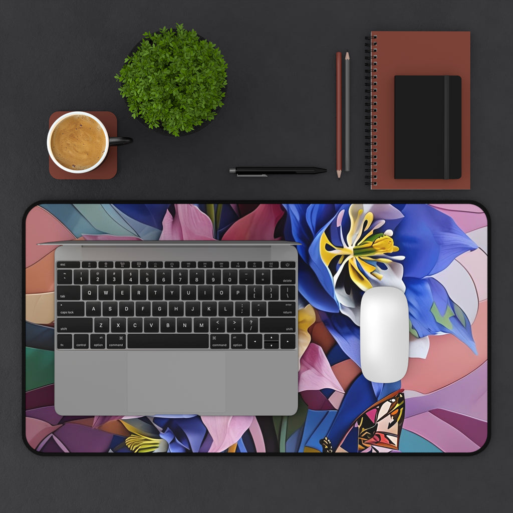 Blue Columbine Carnivale Desk Mat - Premium Office Desk Pad, 3 Sizes Available, Artistic Workspace Protection