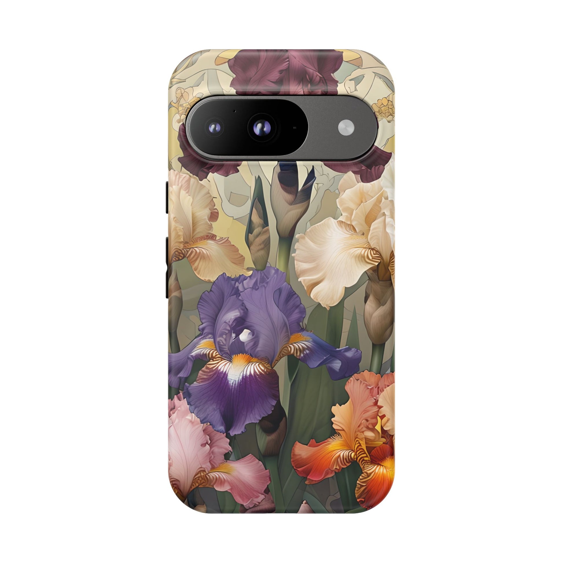 Iris Reverie - Elegant Painterly Floral Google Pixel 9 Phone Case - Artistic Purple & Cream Iris Design