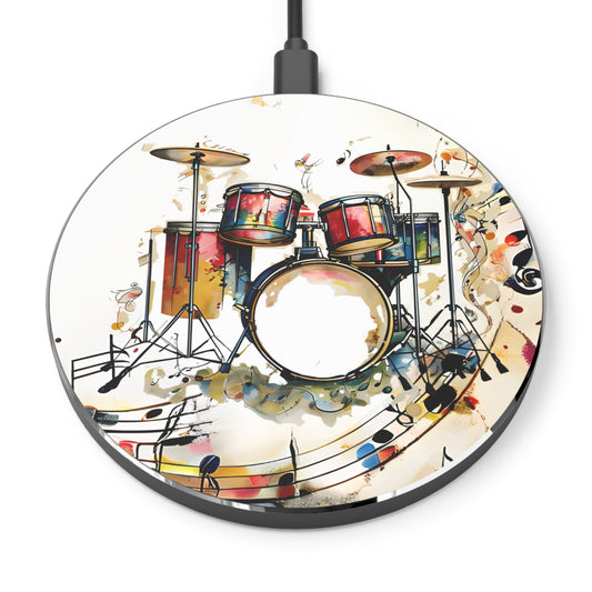 Beatline Abstract Drums & Music Notes Qi Wireless Charger - 10W Fast Charging Pad - MagSafe Compatible Phone Charger