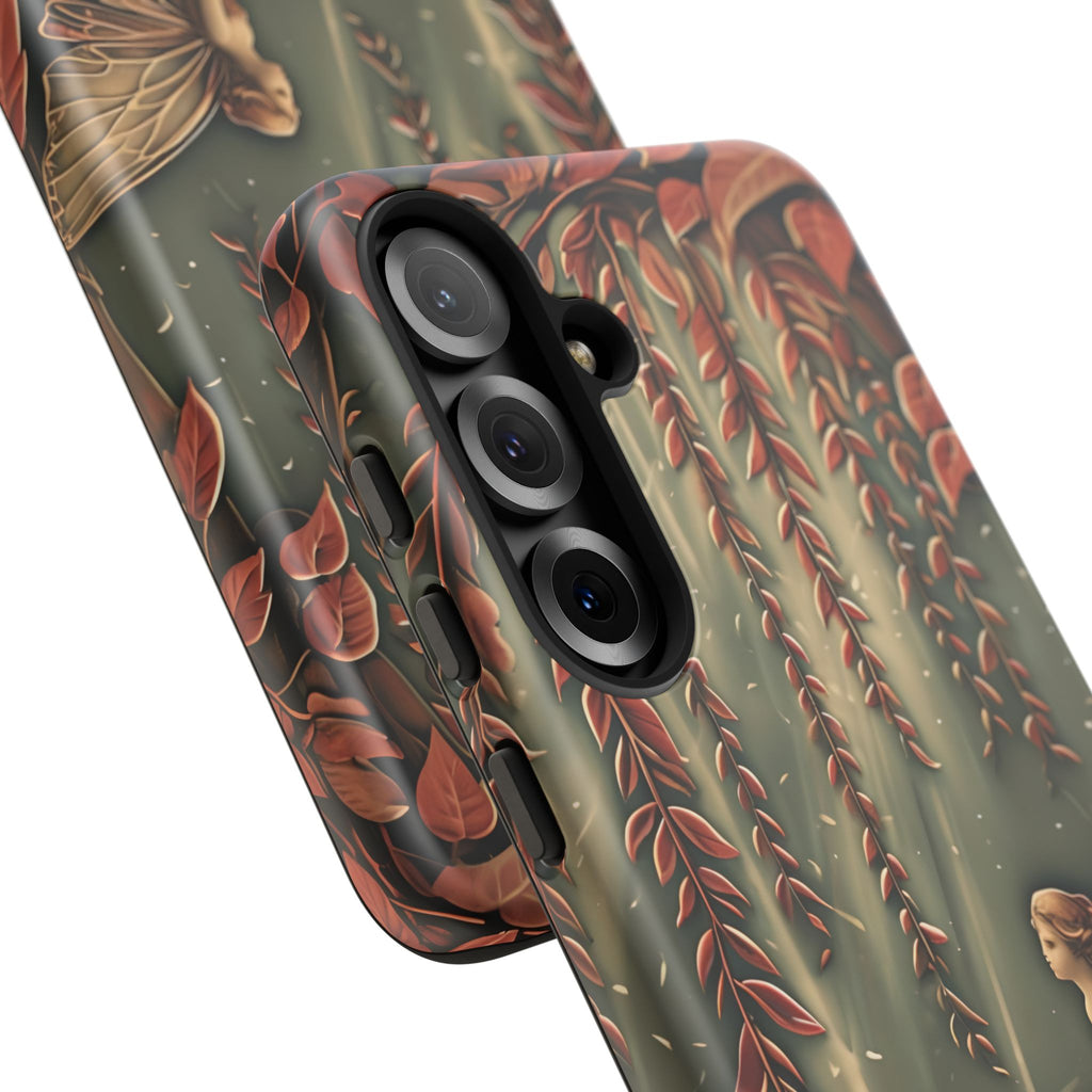 Willow Whisper - Tranquil Nature Art Samsung Galaxy S25 Plus Tough Phone Case - Serene Willow Tree & Meditative Figure Design