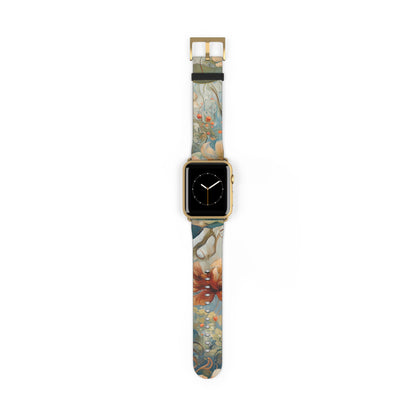 Waterlily Dreamscape Designer Apple Watch Band - Premium Custom Strap for Series 1-9, SE & Ultra - Artistic Vegan Leather