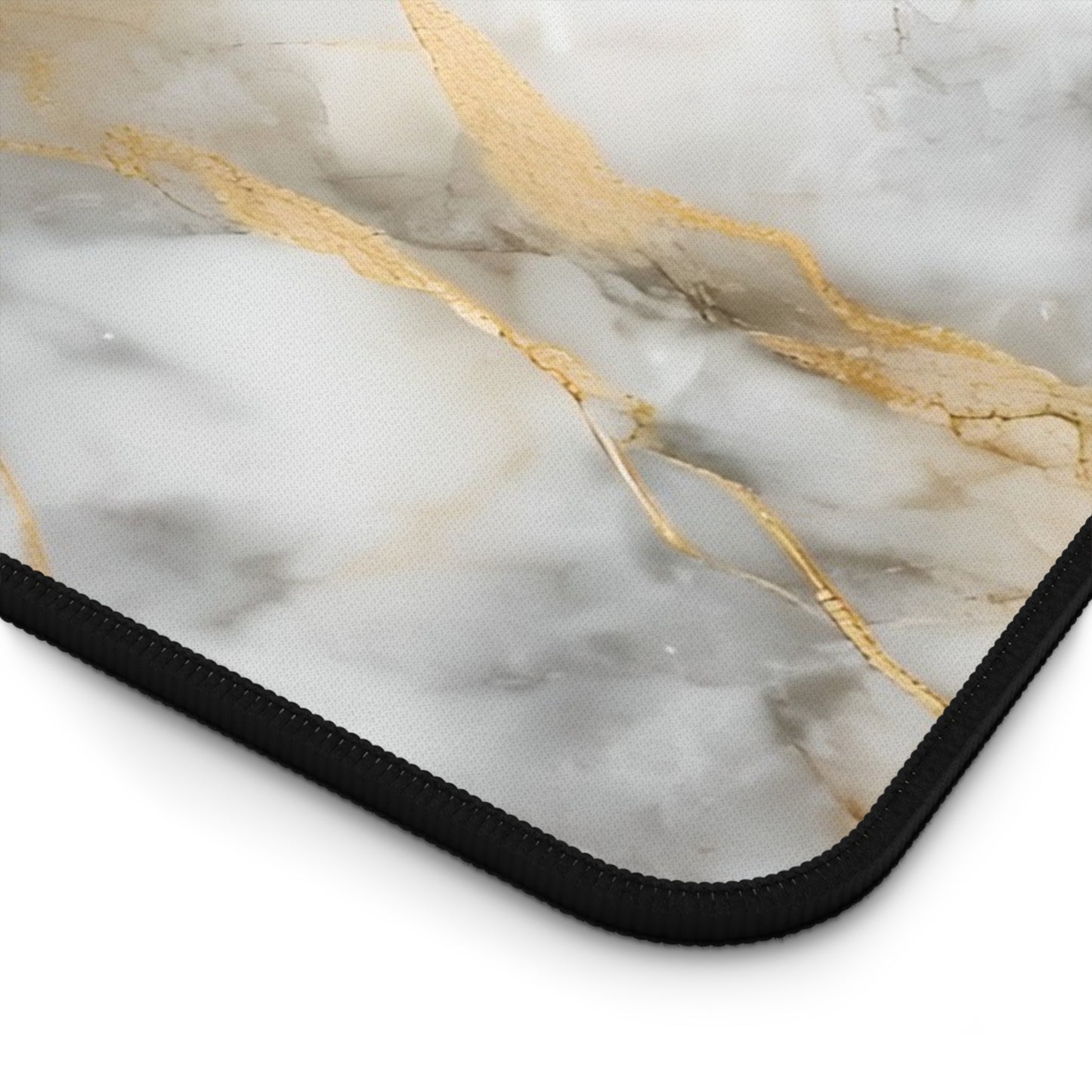 Close-up of Golden Vein desk mat showing detailed gold marble veins