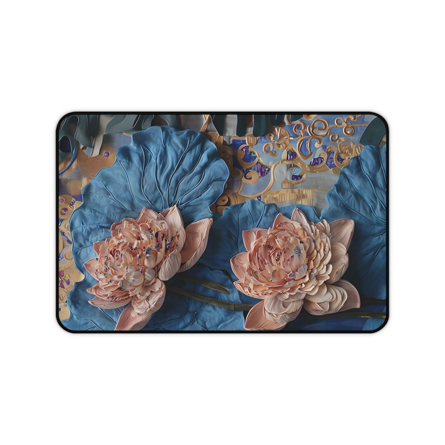 Peony Midnight Tapestry Designer Desk Mat - Premium Office Desk Pad, 3 Sizes Available, Artistic Workspace Protection