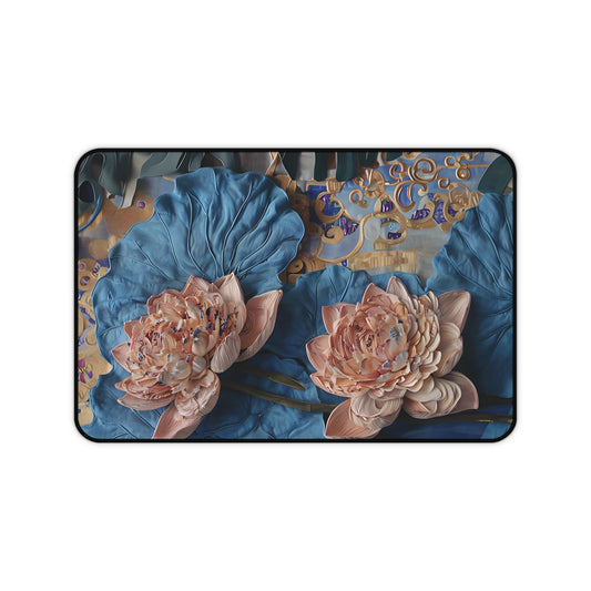 Peony Midnight Tapestry Designer Desk Mat - Premium Office Desk Pad, 3 Sizes Available, Artistic Workspace Protection