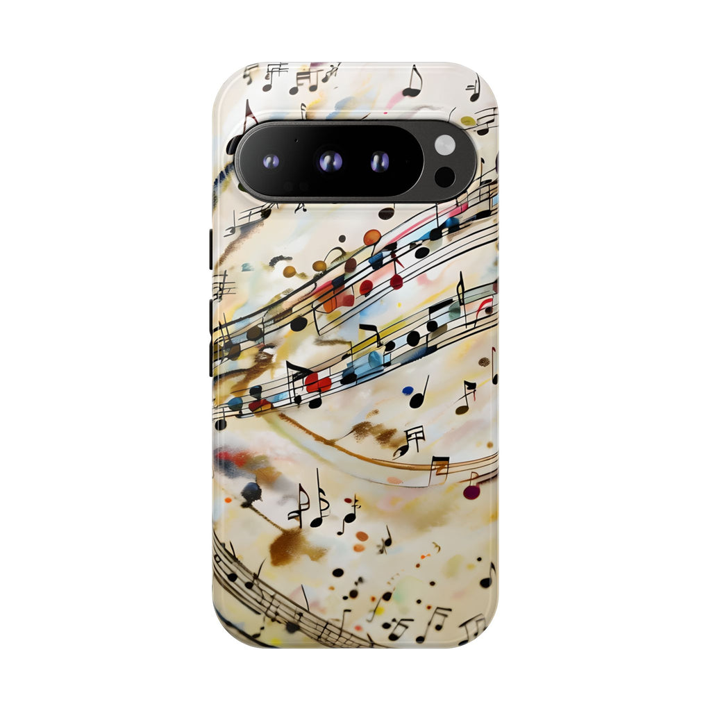 Melodic Flow Abstract Music Notes Tough Case for Google Pixel 9 Pro - Shockproof Phone Cover