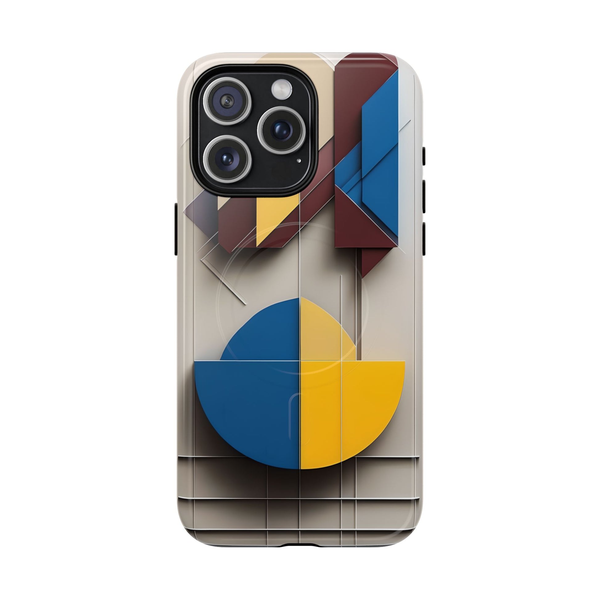 Chromatic Construct iPhone 15 Pro Max MagSafe Phone Case -Modern Geometrical Design, Primary Colors