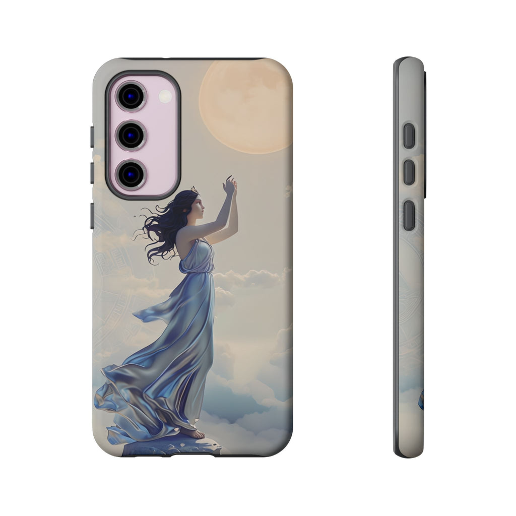 Moonlit Ascend - Ethereal Celestial Art Samsung Galaxy S23 Plus Tough Phone Case - Dreamy Night Sky & Floating Woman Design