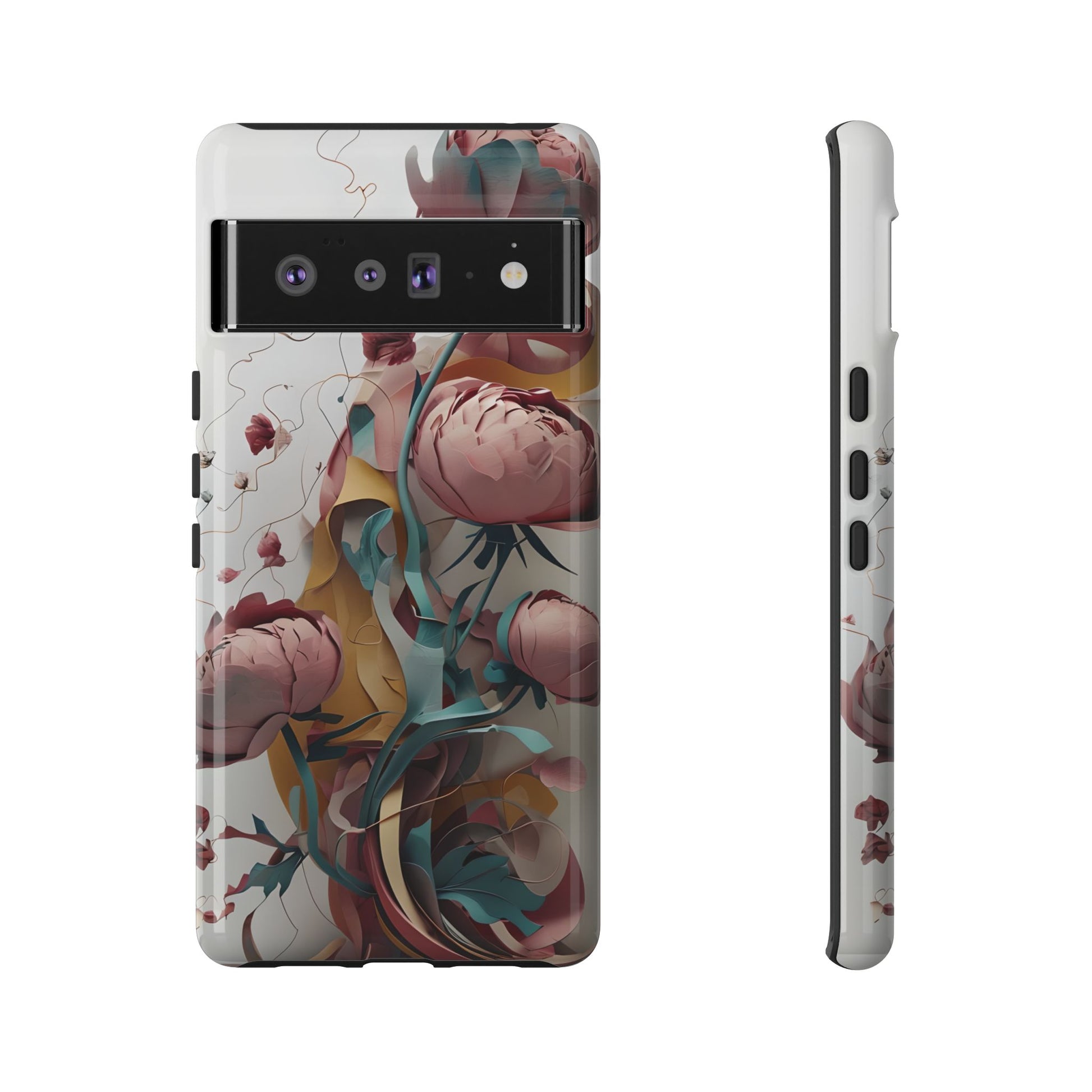 Blushing Peony Veil - Elegant Painterly Floral Google Pixel 6 Pro Tough Phone Case - Soft Blush & Teal Peony Design