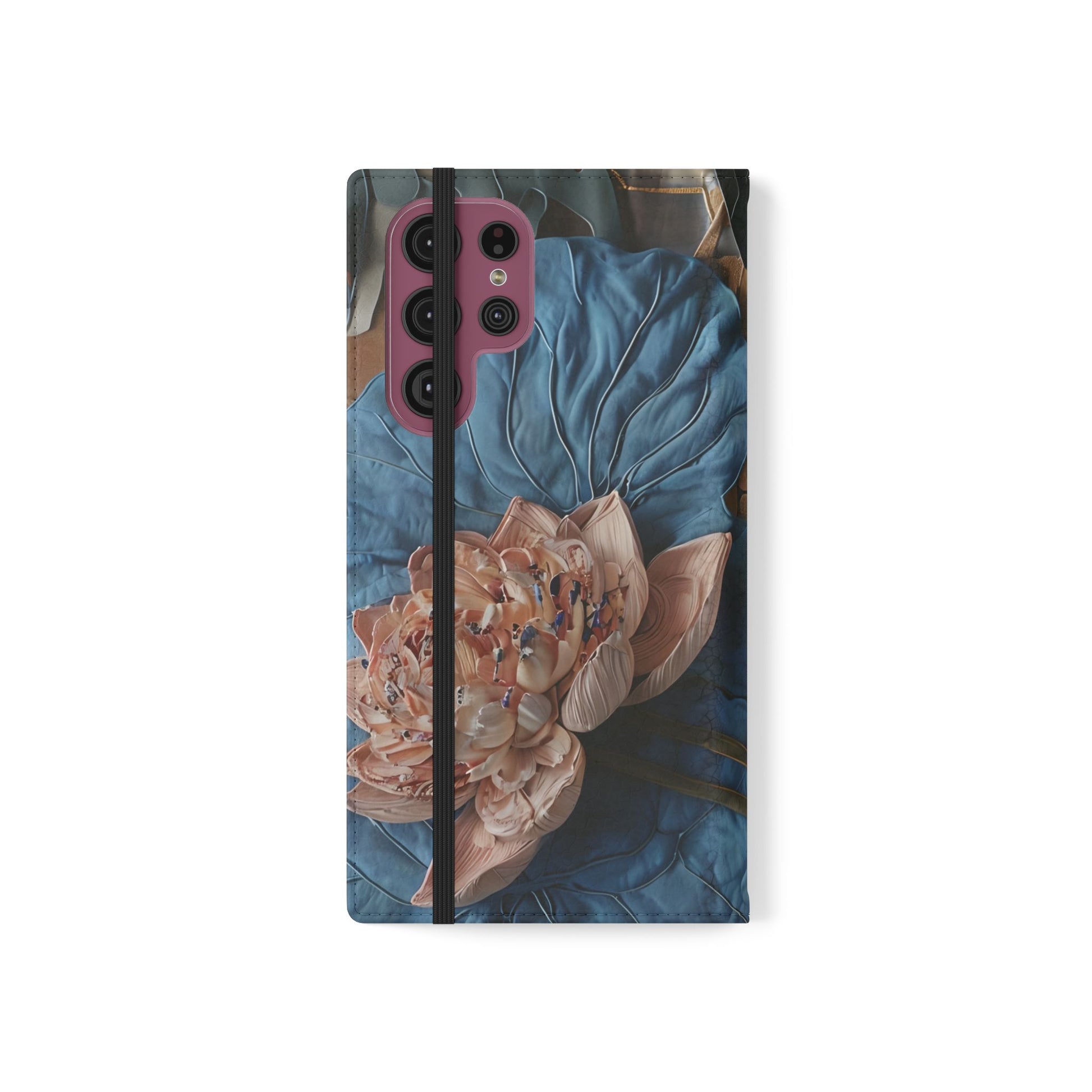 Peony Midnight Tapestry Wallet Phone Case - Flip Cover for Samsung Galaxy S22 Ultra - Floral and Tapestry Design