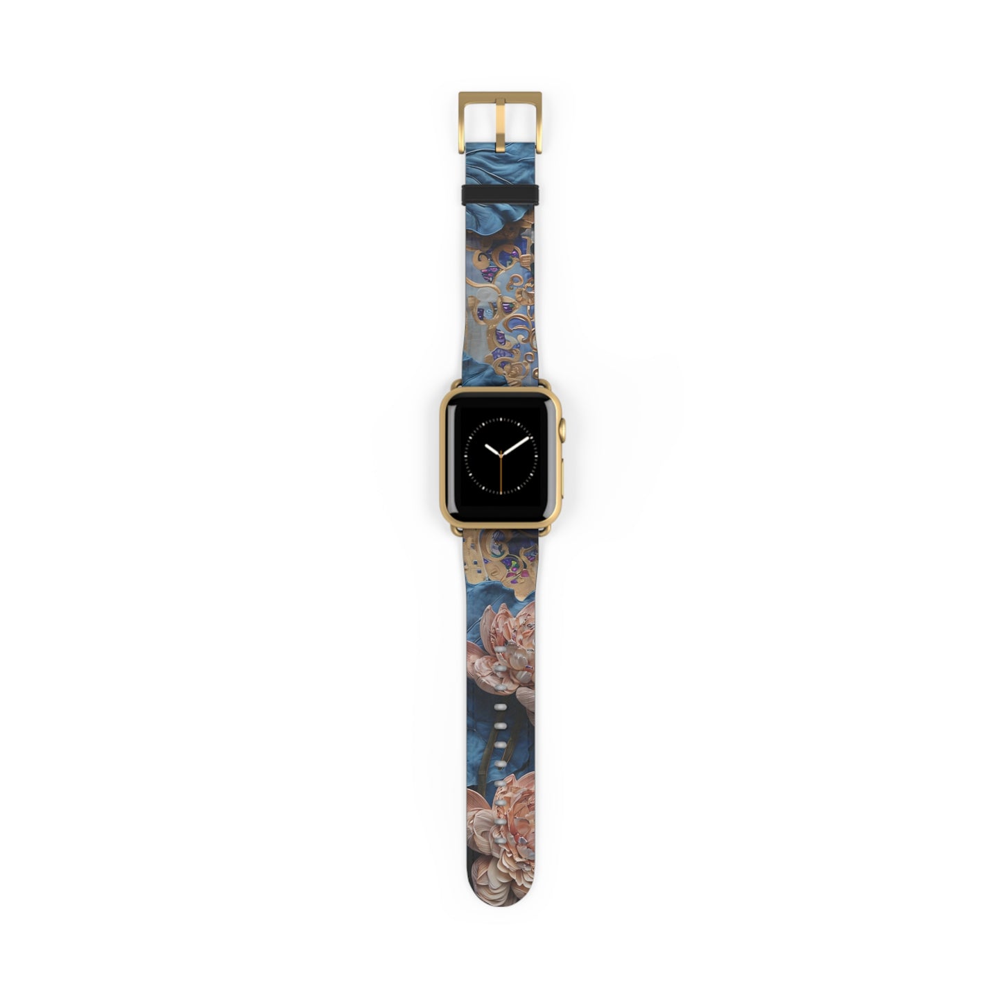 Peony Midnight Tapestry Designer Apple Watch Band - Premium Custom Strap for Series 1-9, SE & Ultra - Artistic Vegan Leather