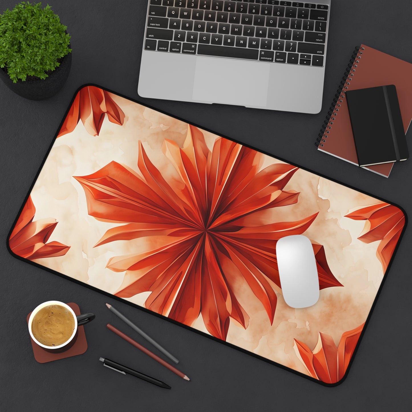 Sunset Fleur Designer Desk Mat - Premium Office Desk Pad, 3 Sizes Available, Artistic Workspace Protection