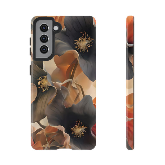 Autumn Ember - Moody Floral Art Samsung Galaxy Tough Phone Case - Warm Earthy Botanical Design