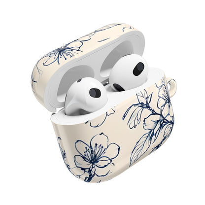 Blossom Sketch AirPod Case - Elegant Floral Earbud Cover for Gen 1, 2, 3, Pro Gen 1 & 2 - Chic Blue Botanical Gift for Her