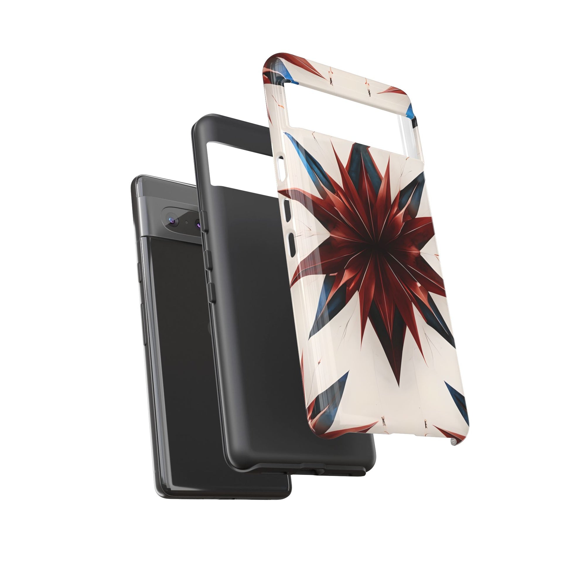 Garnet Starburst - Kaleidoscope Collection Gemstone Floral - Google Pixel 7 Tough Phone Case - Floral Burst Design