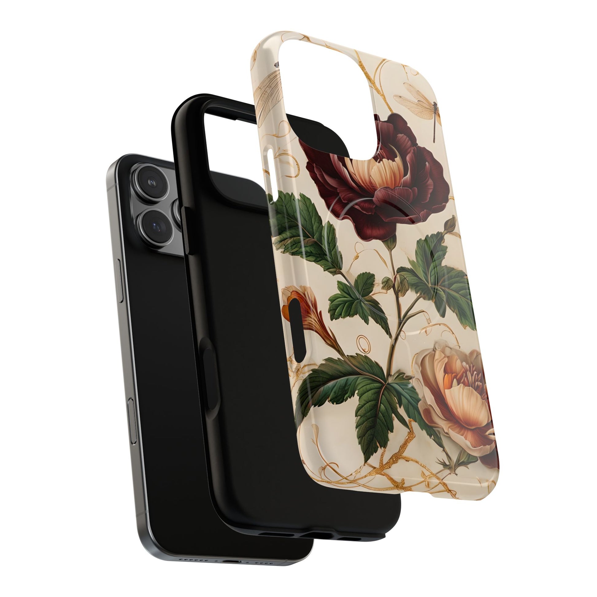 Vintage Burgundy Rose - Elegant Floral iPhone 16 Pro Max Phone Case - Classic Painterly Rose Design