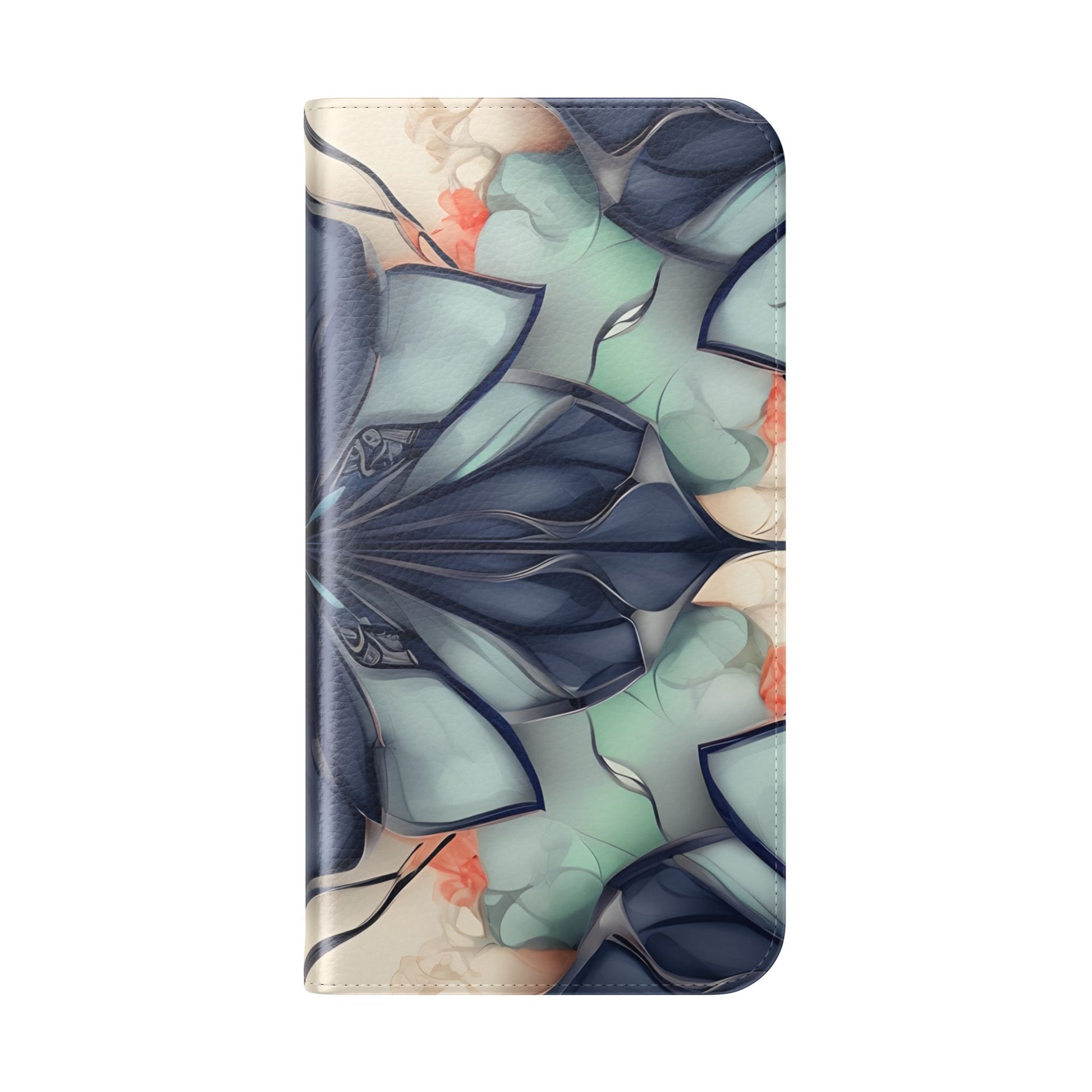 Midnight Mosaic - Abstract Floral Flip Phone Case for iPhone 14 Pro Max