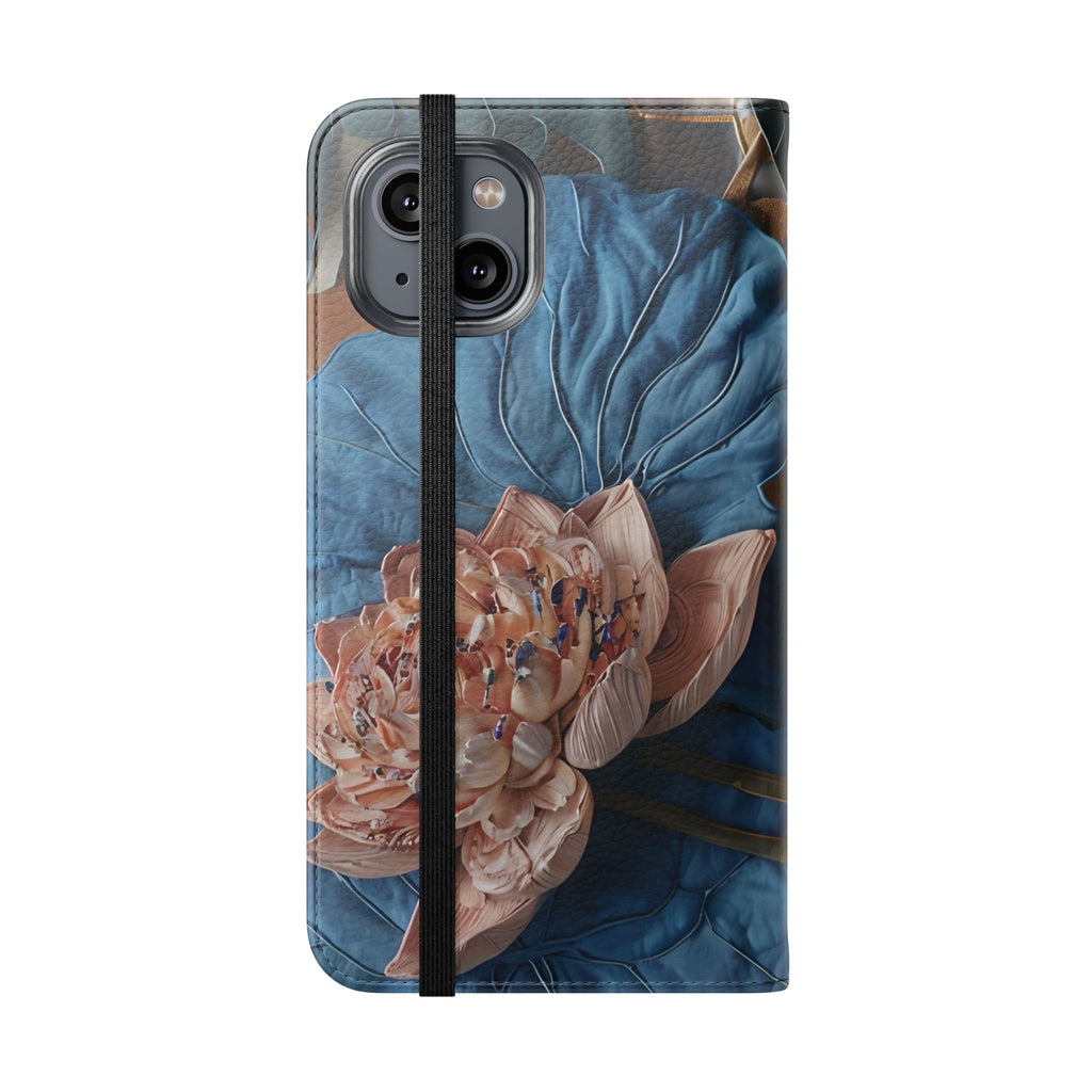 Peony Midnight Tapestry Wallet Phone Case - Flip Cover for iPhone 14 - Floral and Tapestry Design