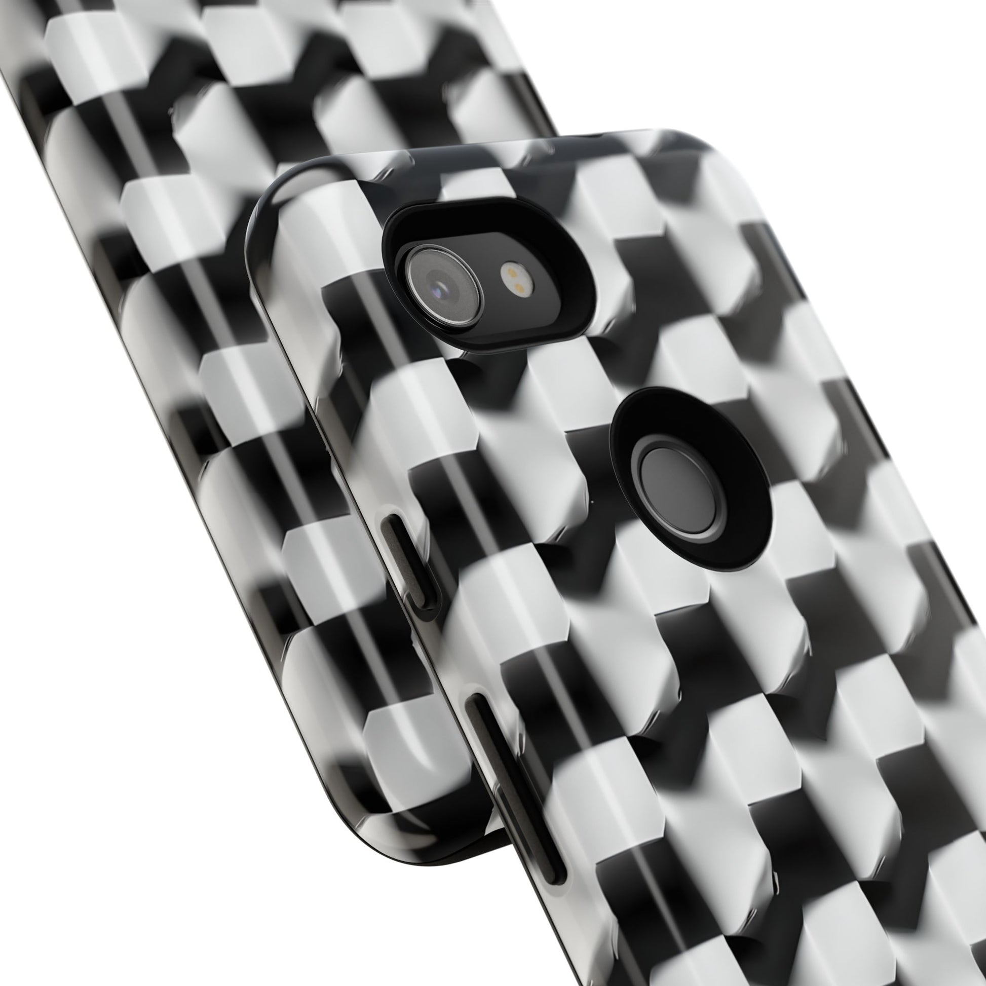 Monochrome Grid Tough Case for Google Pixel 3a - Classic Checkerboard, Black & White, Minimalist Trend