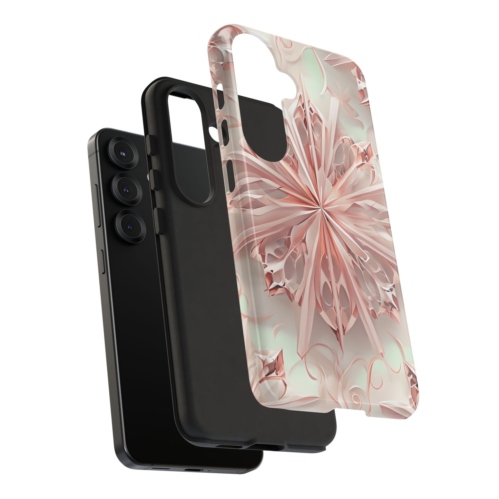 Blush Frost from our Kaleidoscope Collection - Samsung Galaxy S25 tough case - Soft Pink Geometric Floral Design