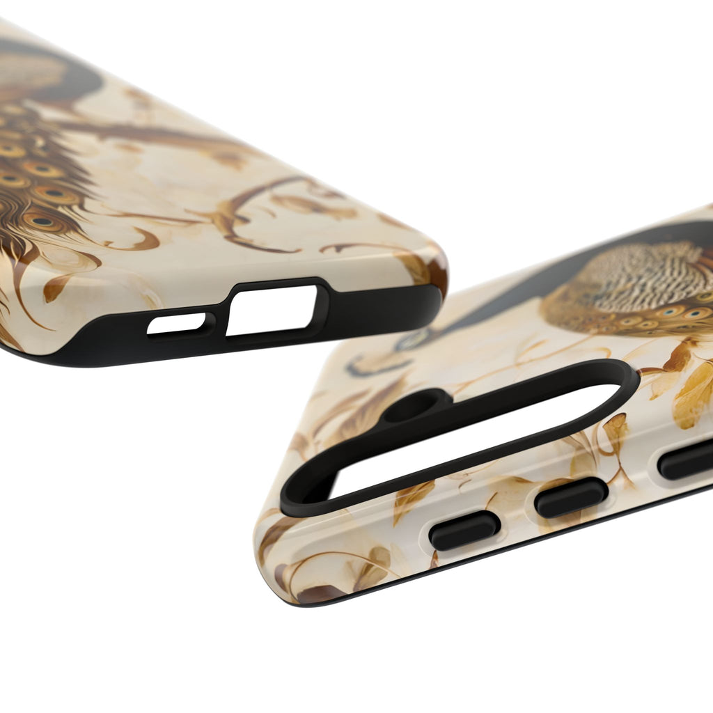 Golden Plumage - Luxe Peacock Art Samsung Galaxy S24 Phone Case - Elegant Gold & Cream Design