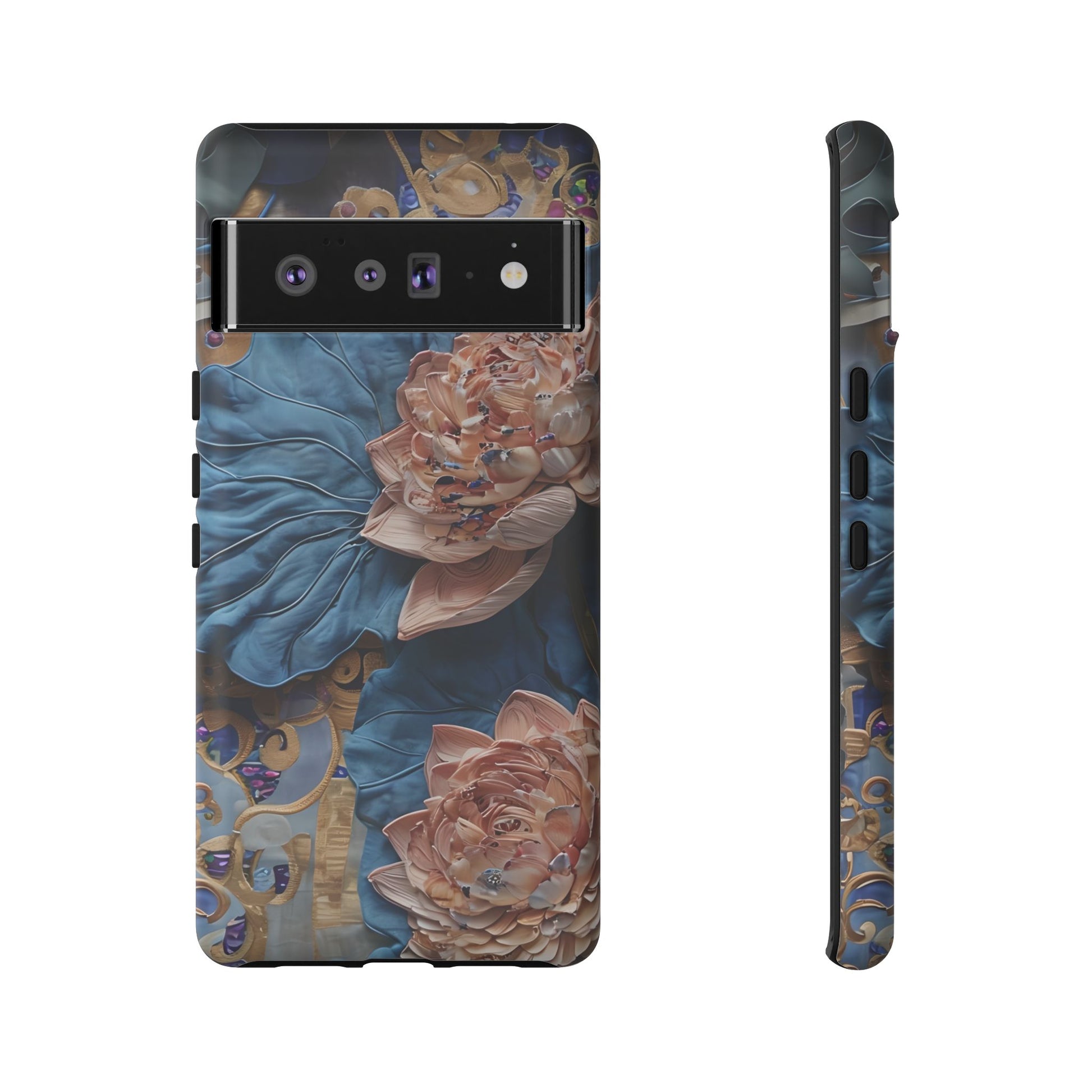 Peony Midnight Tapestry - Google Pixel 6 Pro - Elegant Blue & Blush Artful Phone Cover