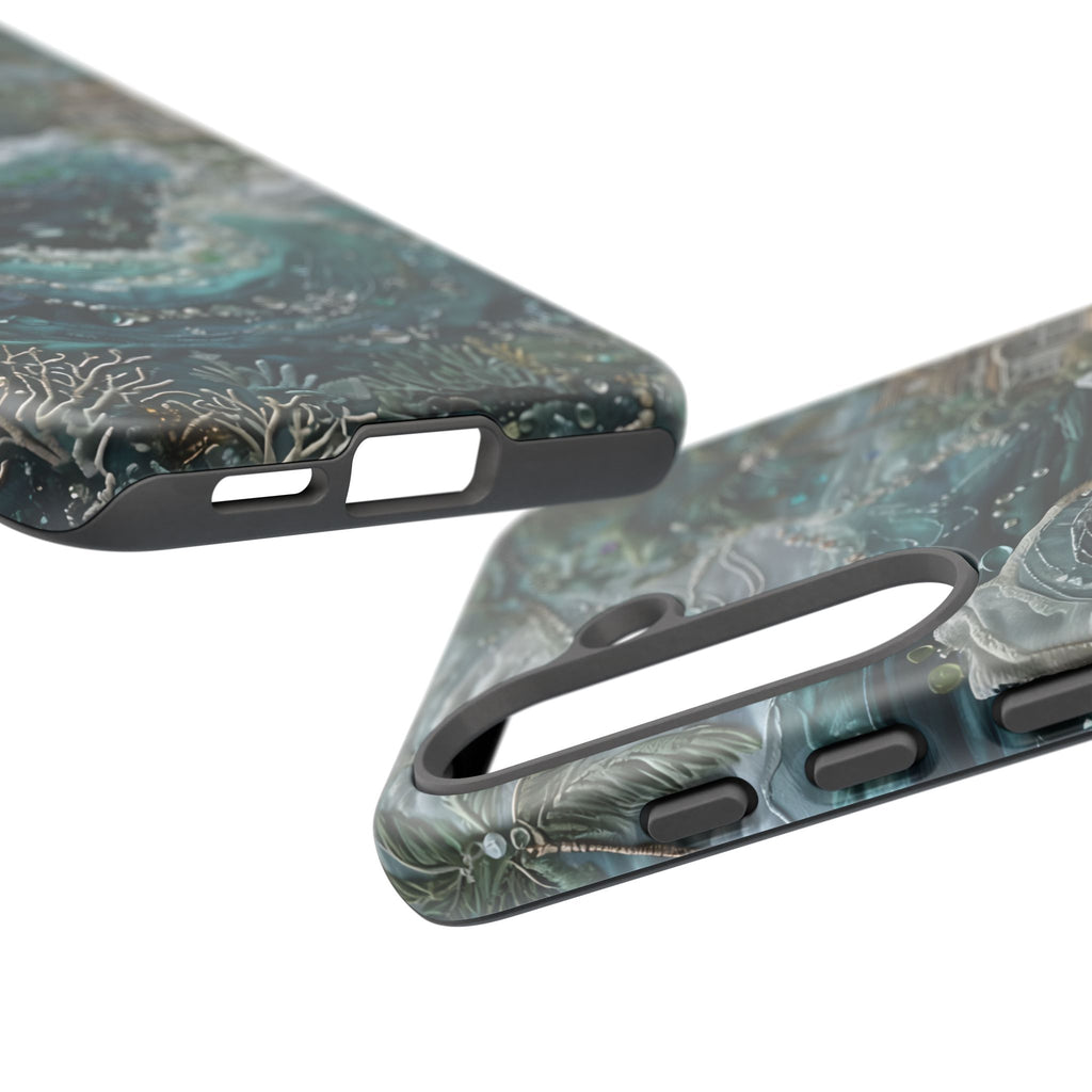 Tropical Midnight Wave - Artistic Ocean Samsung Galaxy S25 Tough Phone Case - Dramatic Blue Wave Design