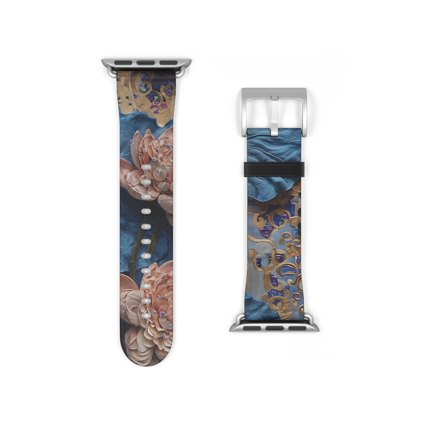 Peony Midnight Tapestry Designer Apple Watch Band - Premium Custom Strap for Series 1-9, SE & Ultra - Artistic Vegan Leather