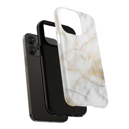 Golden Vein iPhone MagSafe Phone Case -White Neutral Marble Design