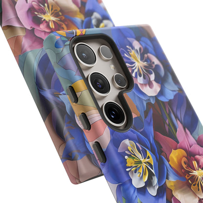 Blue Columbine Carnivale - Artistic Floral & Butterfly Samsung Ultra Tough Phone Case - Vibrant Botanical Design