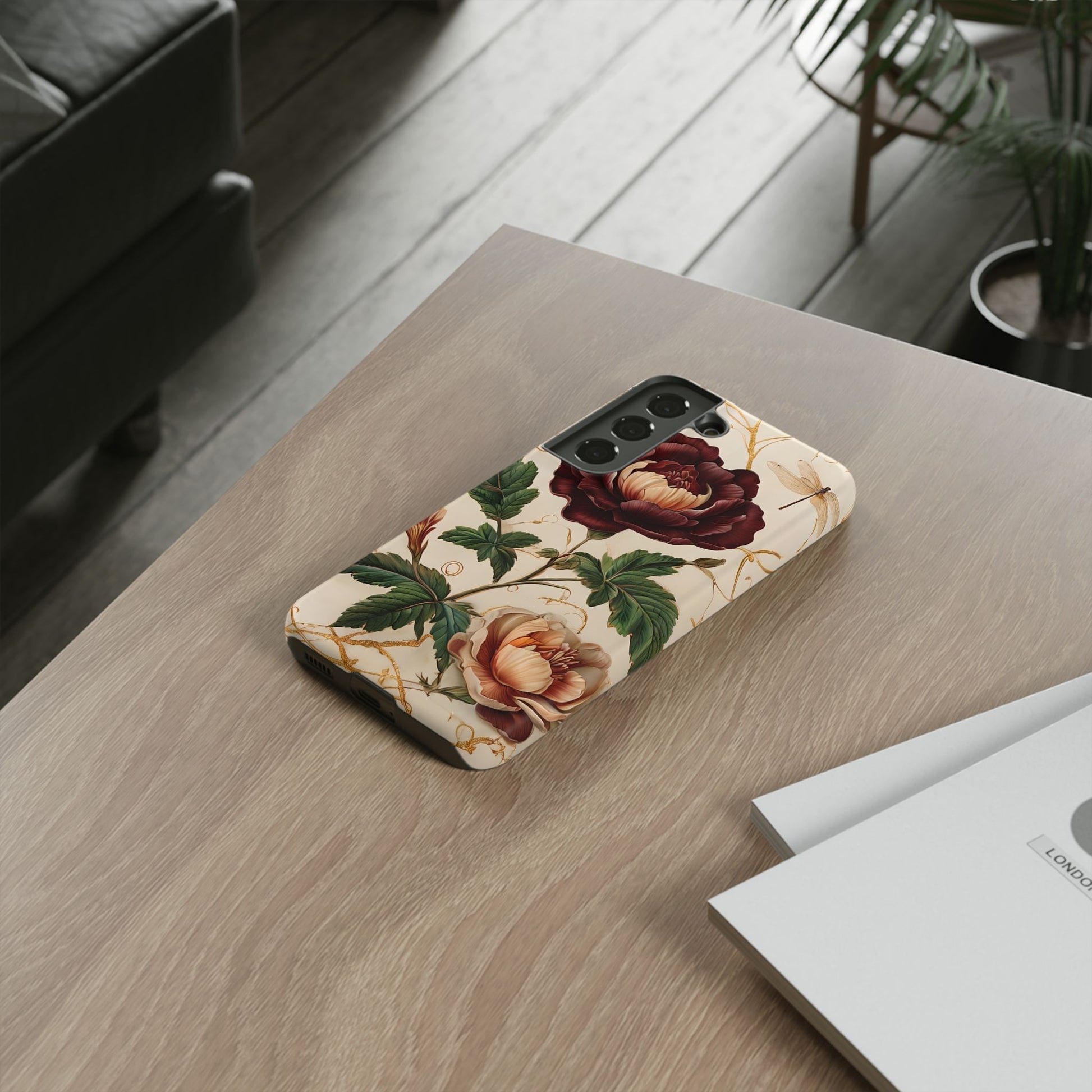 Vintage Burgundy Rose - Elegant Floral Samsung Galaxy S22 Phone Case - Classic Painterly Rose Design