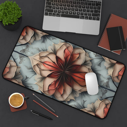 Ember Bloom Designer Desk Mat - Premium Office Desk Pad, 3 Sizes Available, Symmetrical Botanical Workspace Protection