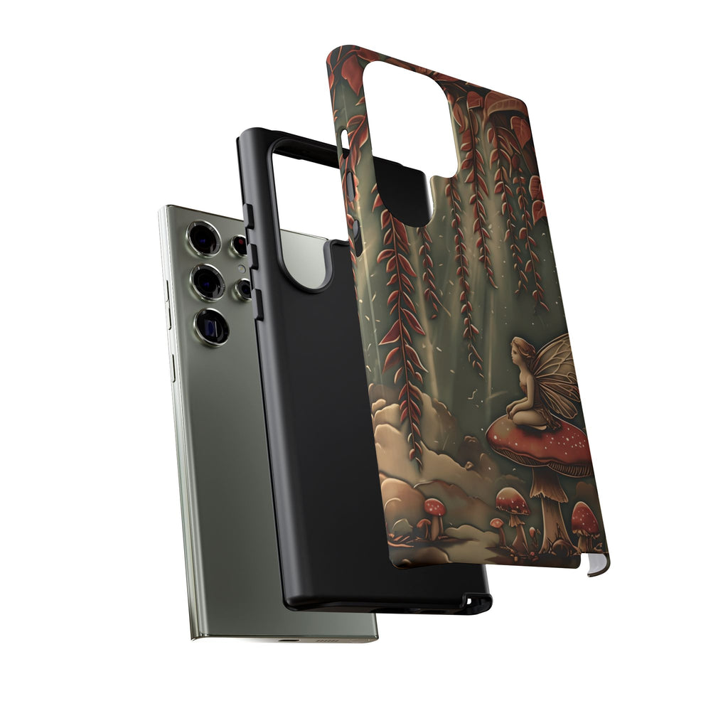 Willow Whisper - Tranquil Nature Art Samsung Galaxy S23 Ultra Tough Phone Case - Serene Willow Tree & Meditative Figure Design