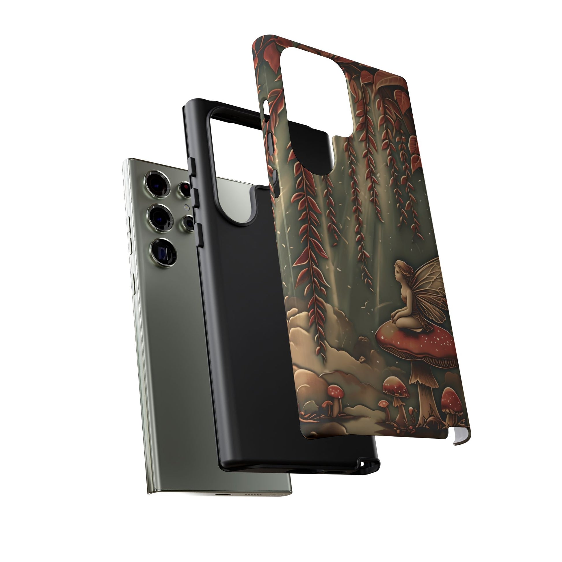 Willow Whisper - Tranquil Nature Art Samsung Galaxy S23 Ultra Tough Phone Case - Serene Willow Tree & Meditative Figure Design