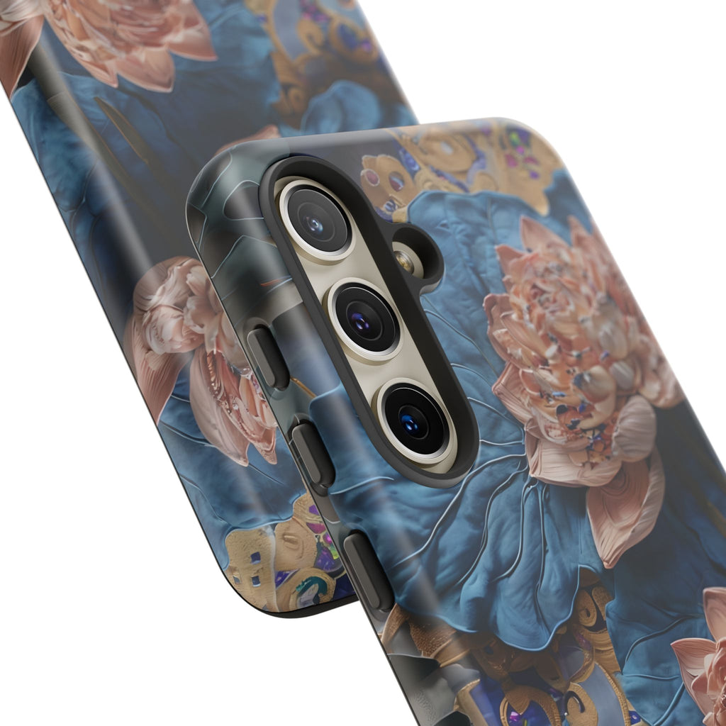 Peony Midnight Tapestry - Samsung Galaxy S24 - Elegant Blue & Blush Artful Phone Cover