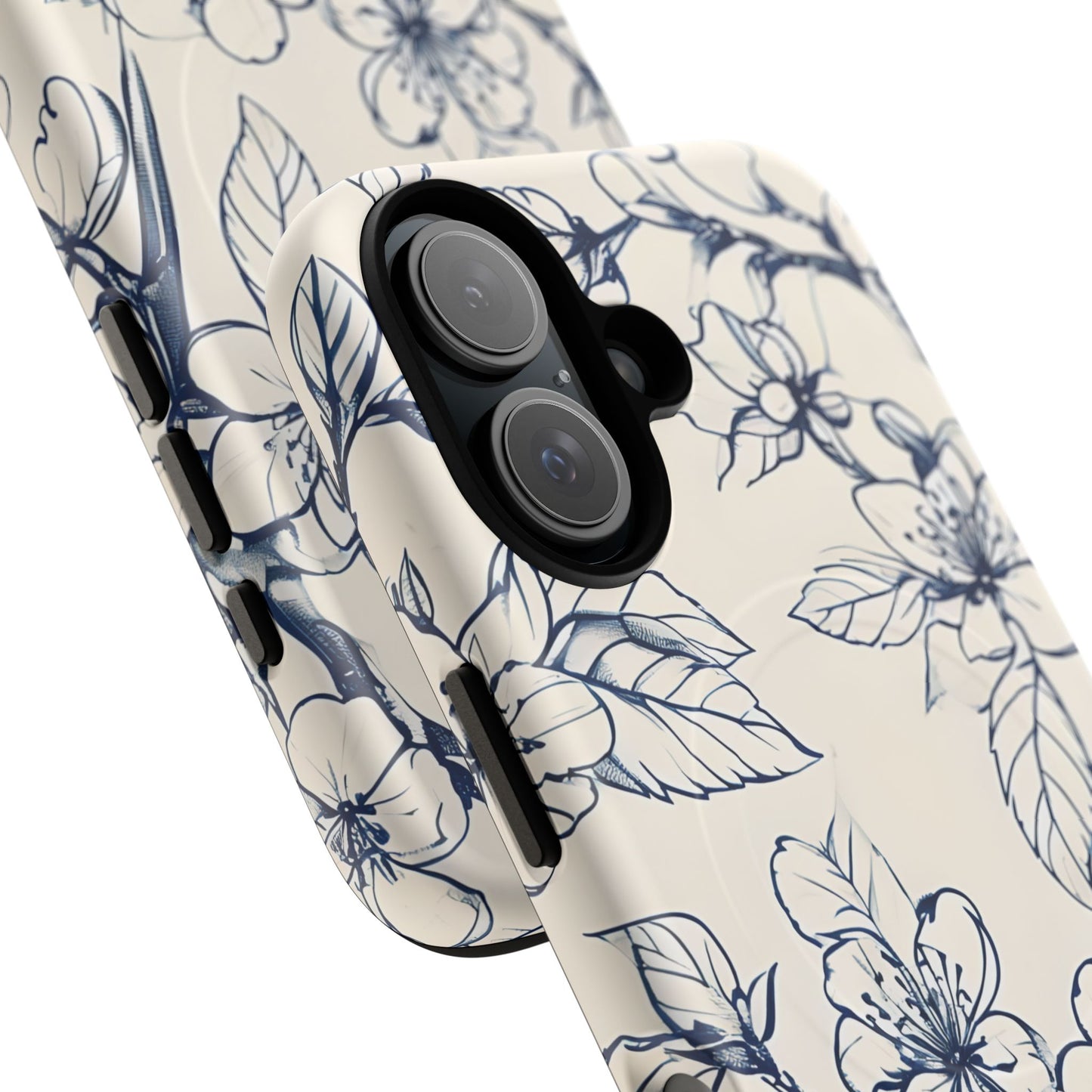 Blossom Sketch - Artistic Blue Floral - iPhone MagSafe Phone Case - Botanical Design