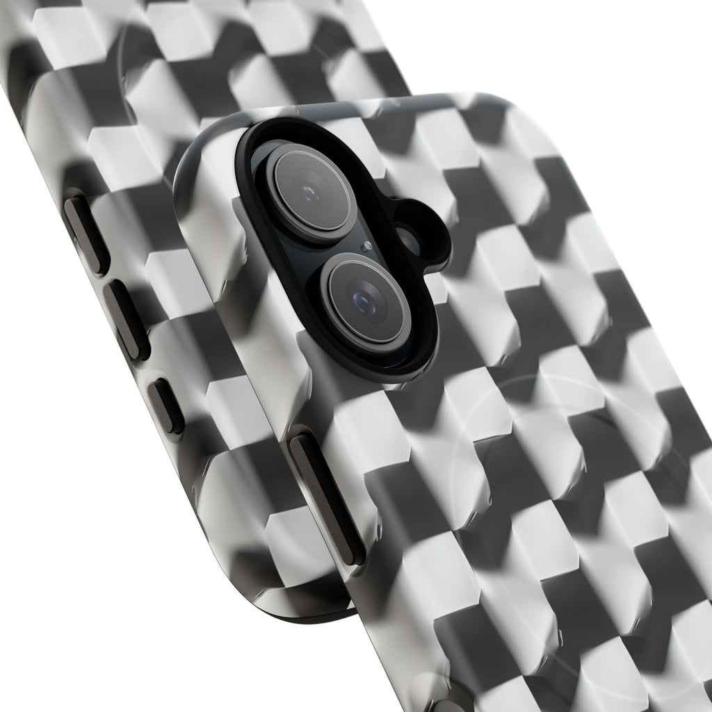 Monochrome Grid - iPhone 16 MagSafe Phone Case - Bold, Modern Black & White Design