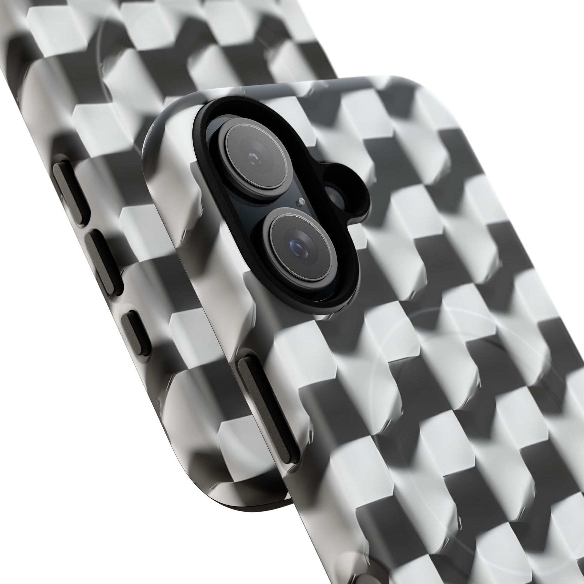 Monochrome Grid - iPhone 16 MagSafe Phone Case - Bold, Modern Black & White Design