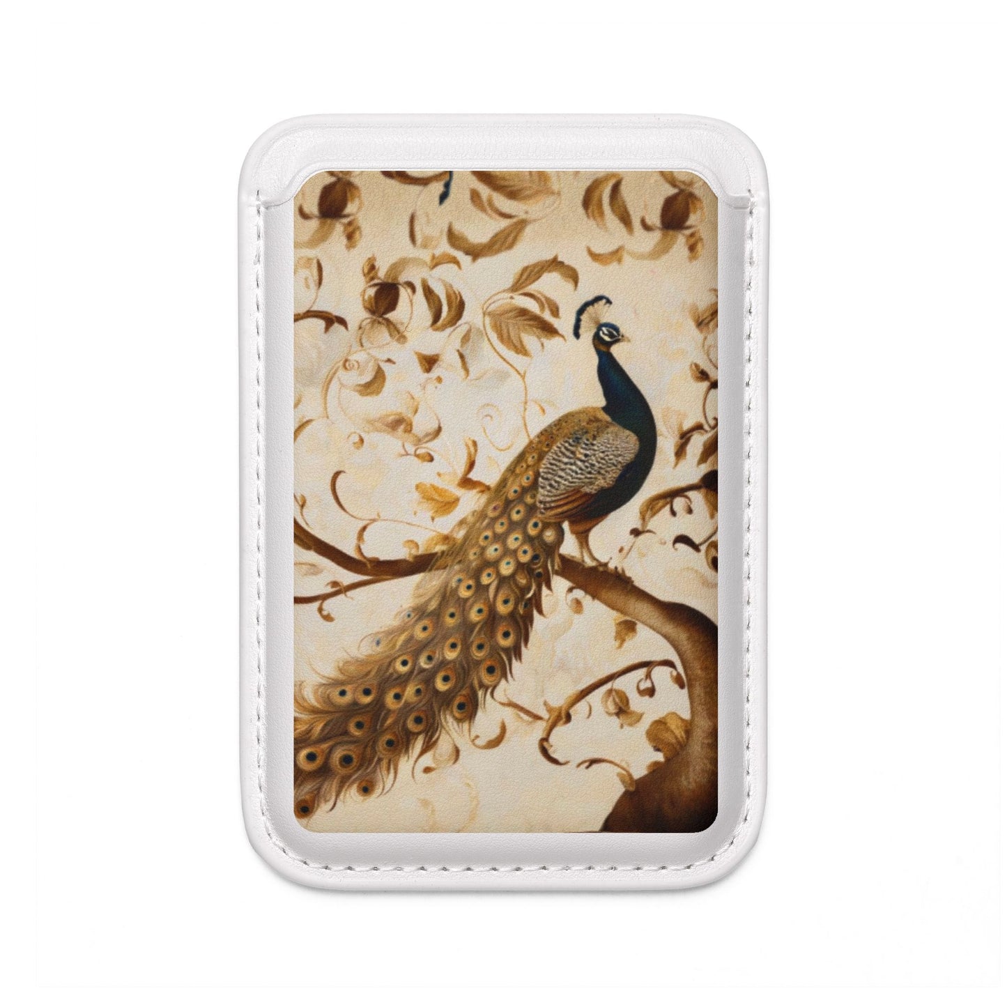 Golden Plumage Scrollwork MagSafe Card Holder Wallet – Vintage Bird Aesthetic Magnetic Phone Wallet