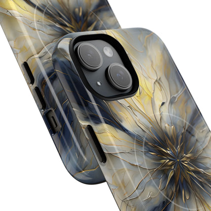 Luminous Petal glowing abstract floral artwork iPhone MagSafe case angled view
