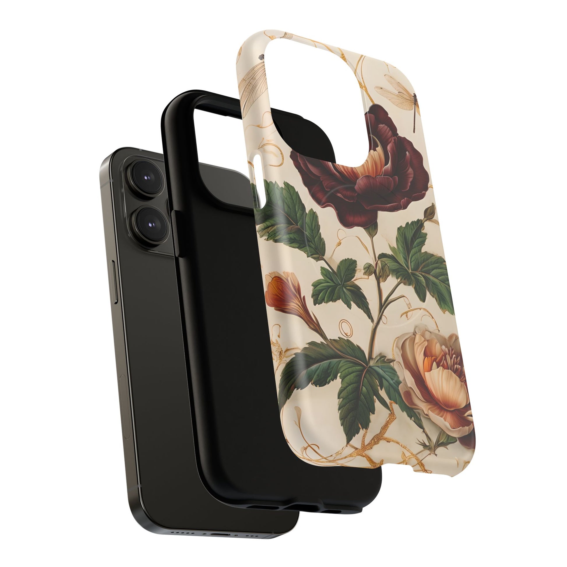 Vintage Burgundy Rose - Elegant Floral iPhone 14 Pro Phone Case - Classic Painterly Rose Design