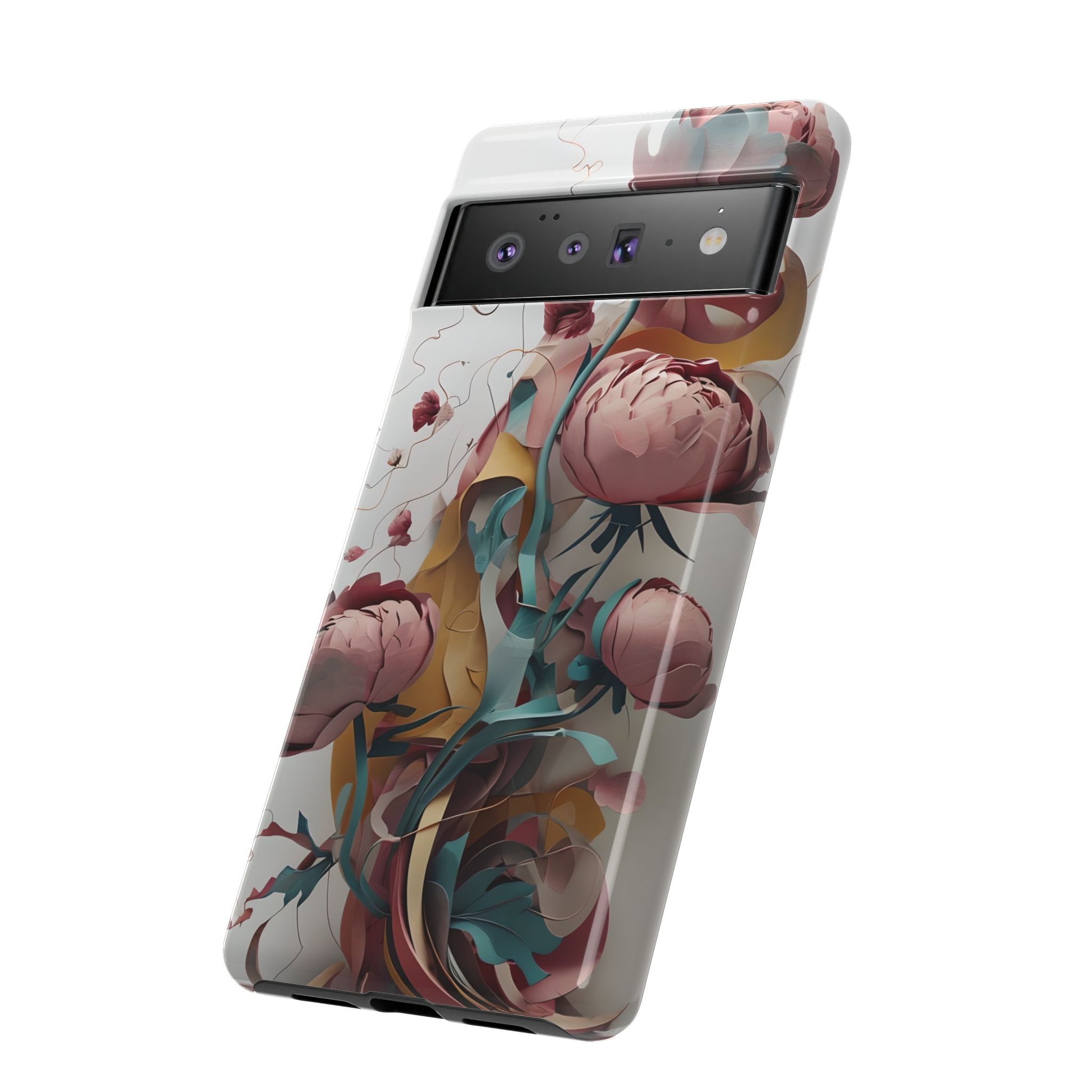 Blushing Peony Veil - Elegant Painterly Floral Google Pixel 6 Pro Tough Phone Case - Soft Blush & Teal Peony Design