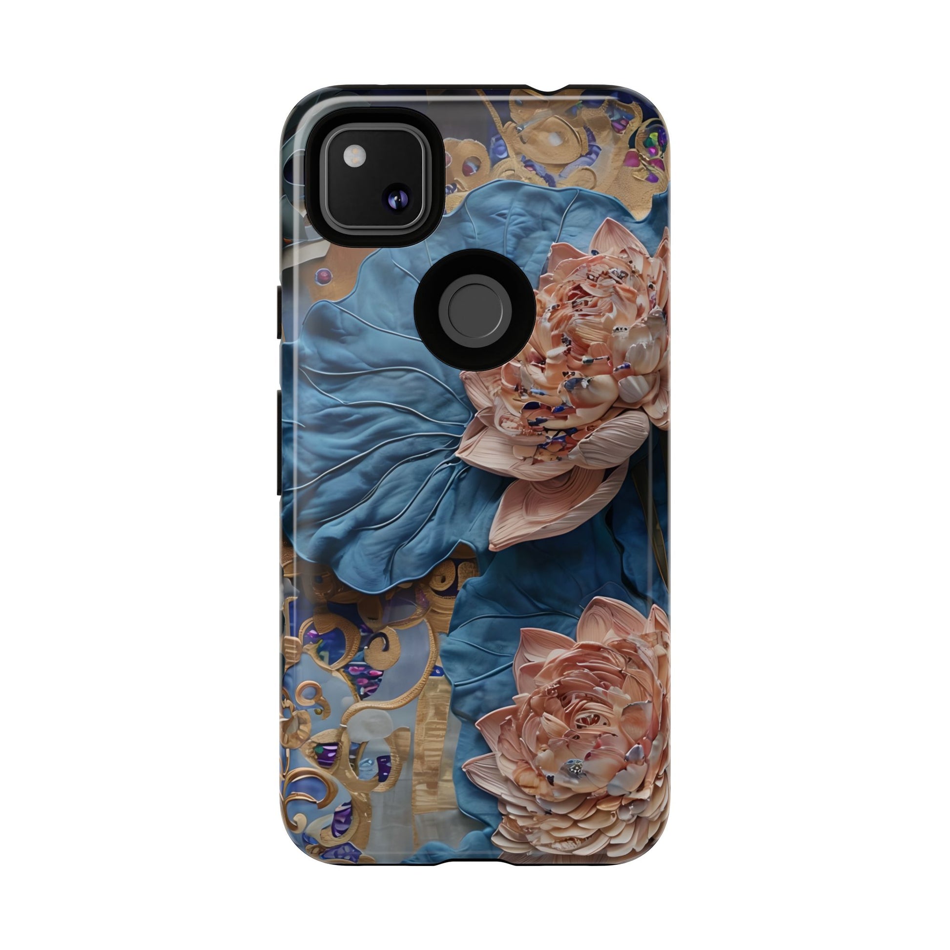 Peony Midnight Tapestry - Google Pixel 4a - Elegant Blue & Blush Artful Phone Cover