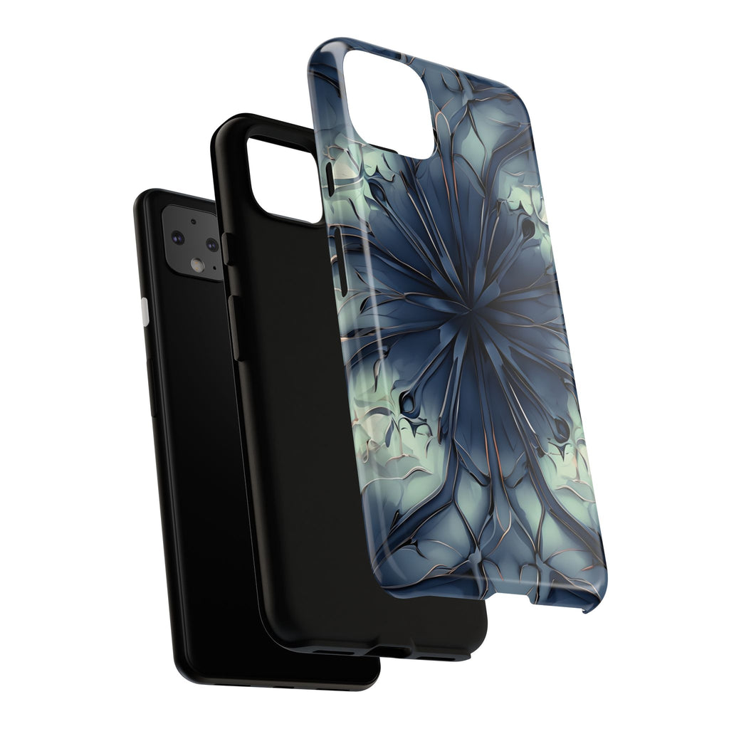 Indigo Mosaic - Artistic Kaleidoscope Collection Artistic Floral - Google Pixel 4XL Tough Phone Case - Bold Blue Symmetrical Design