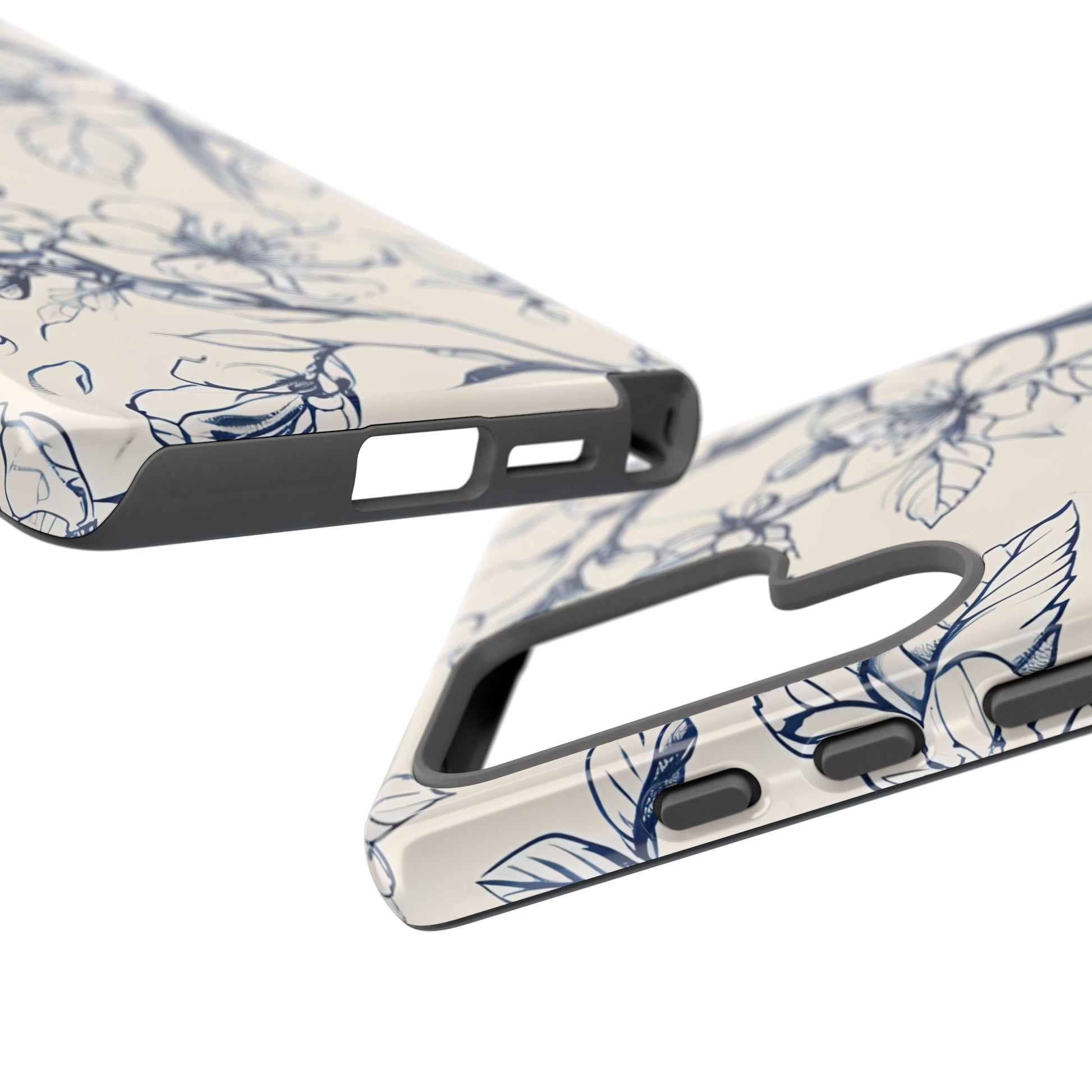 Blossom Sketch - Artistic Blue Floral Samsung Galaxy S25 Ultra Tough Phone Case - Hand-Drawn Botanical Design