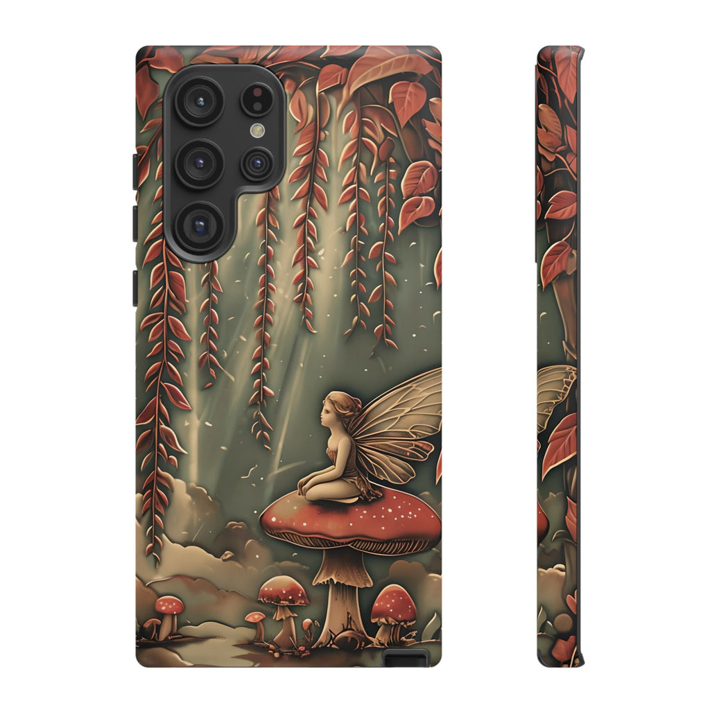 Willow Whisper - Tranquil Nature Art Samsung Galaxy S22 Ultra Tough Phone Case - Serene Willow Tree & Meditative Figure Design
