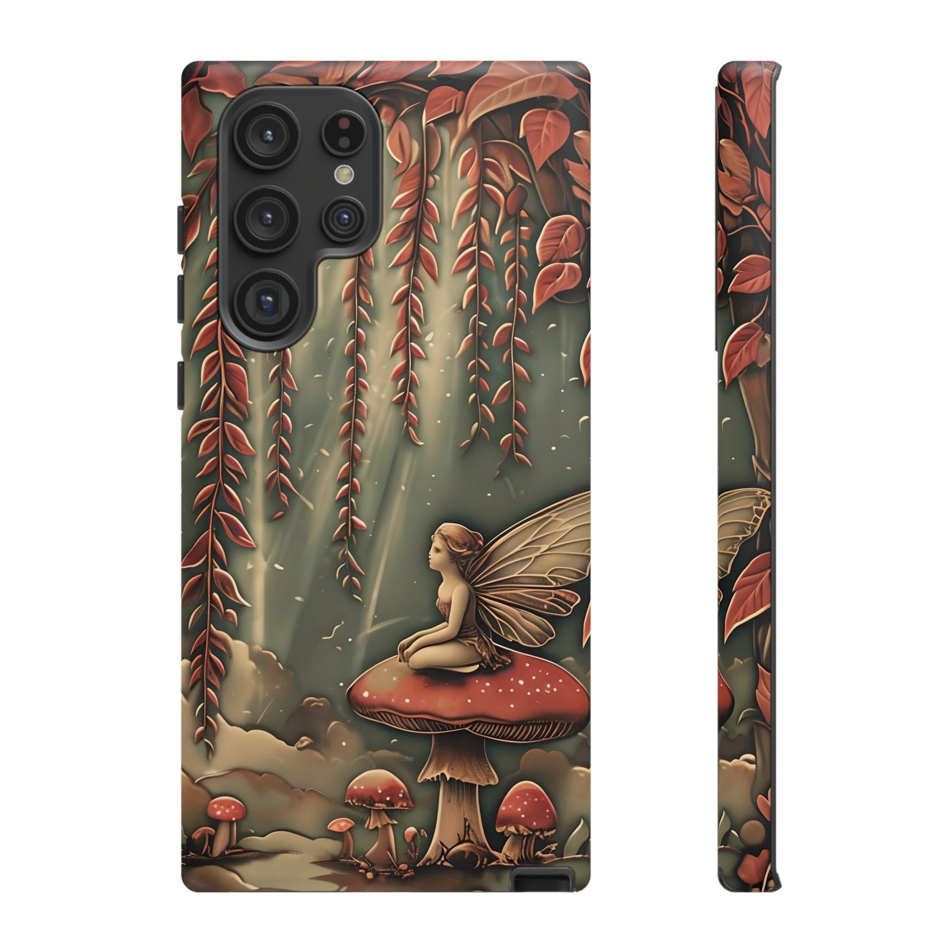 Willow Whisper - Tranquil Nature Art Samsung Galaxy S22 Ultra Tough Phone Case - Serene Willow Tree & Meditative Figure Design