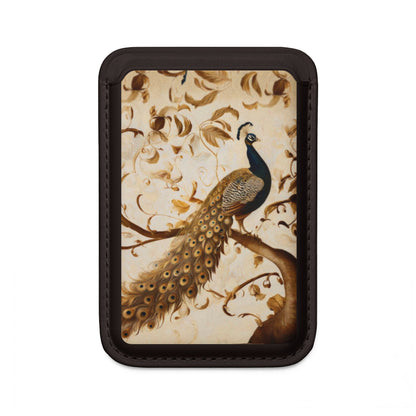 Golden Plumage Scrollwork MagSafe Card Holder Wallet – Vintage Bird Aesthetic Magnetic Phone Wallet